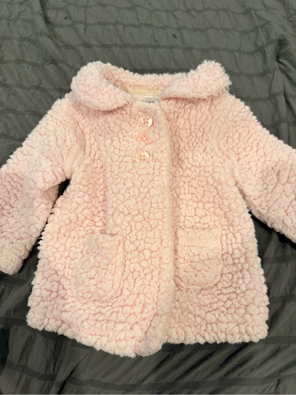 Carters pink classy girl toddler jacked rounded collar sherpa fleece